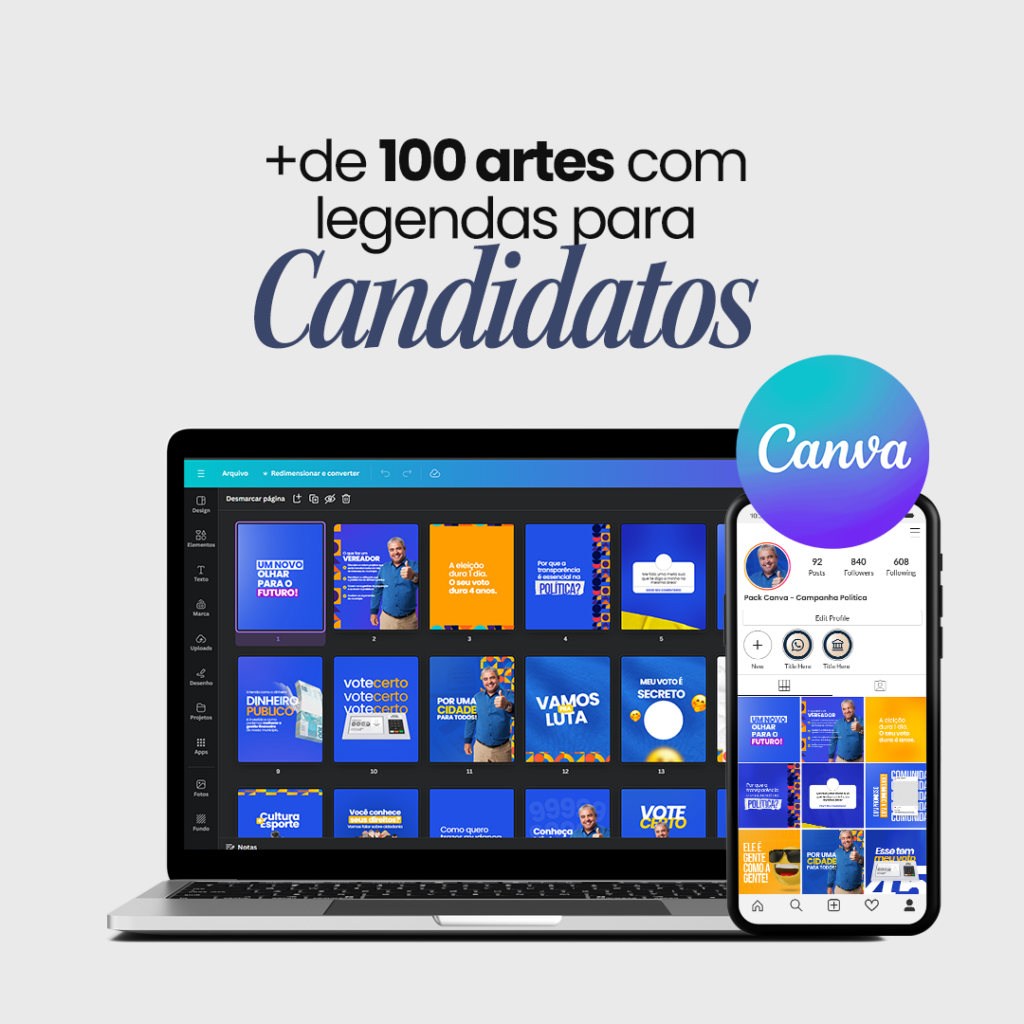 Eleições 2024: Pack com 100 artes para editar no Canva